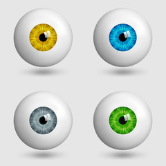 set of realistic eyes with different colors of irises