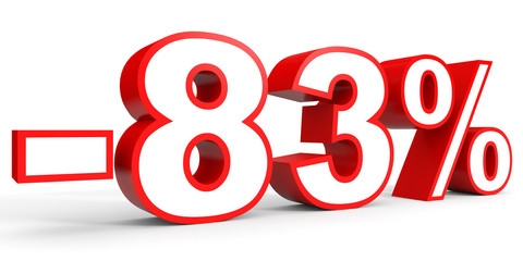 Discount 83 percent off. 3D illustration on white background.