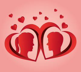 couple profile love heart design vector illustration eps 10