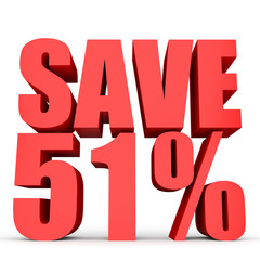 Discount 51 percent off. 3D illustration on white background.