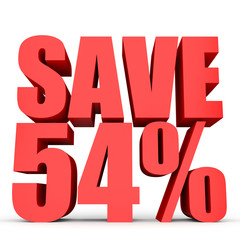 Discount 54 percent off. 3D illustration on white background.
