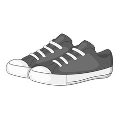 Women sneakers icon. Gray monochrome illustration of women sneakers vector icon for web