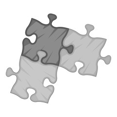 Obraz premium Three puzzle icon. Gray monochrome illustration of three puzzle vector icon for web