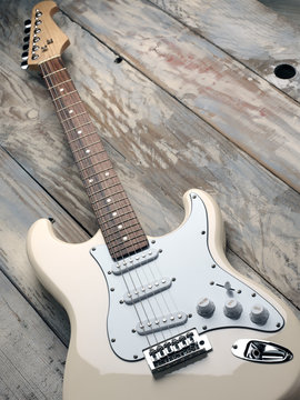 Beige electric guitar