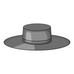 Hat icon. Gray monochrome illustration of hat vector icon for web