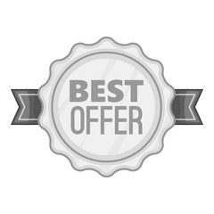 Label best offer icon. Gray monochrome illustration of label best offer vector icon for web