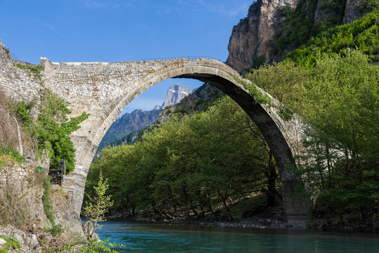 The historical stone bridge of Konitsa in Epirus, Greece
