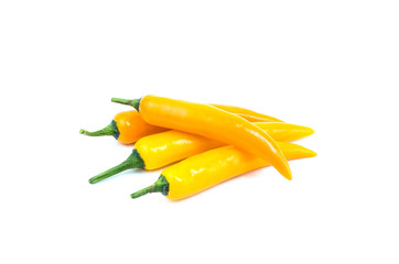 Yellow chilli pepper on white background.