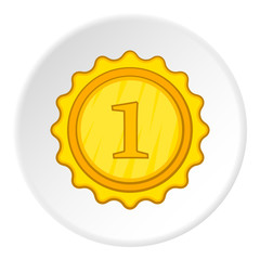 Gold medal for first place icon. Cartoon illustration of gold medal for first place vector icon for web