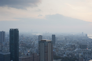 Fototapeta na wymiar city skyline smog