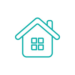 home house blue white thin line outline white blue vector icon