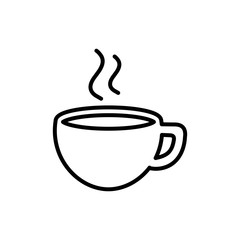 cup of coffee tea with steam thin line outline icon