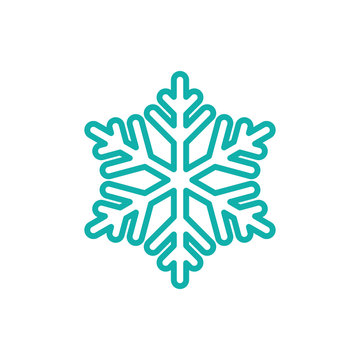 snowflake freeze winter blue white thin line outline icon