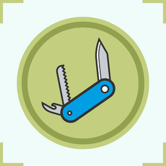 Penknife color icons set