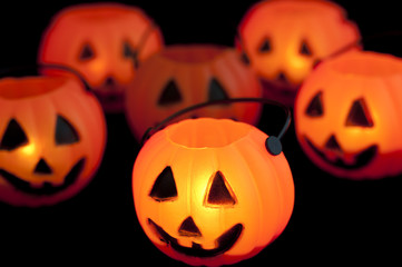 Spooky orange Halloween lanterns