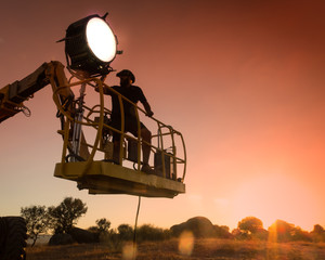 Lighting technician working on a shoot