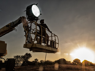 Lighting technician working on a shoot