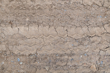 Wheel track sand / View of wheel track on sand.