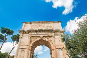 The Arch of Roman emperor Titus on Forum Romanum, Rome, Lazio, Italy 