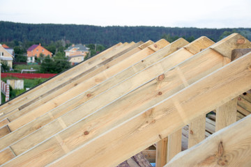 Fototapeta na wymiar construction of wood frame residential building