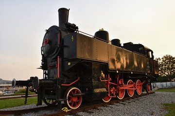 Naklejka na ściany i meble Beautiful old steam train - a locomotive. Austria-Europe.