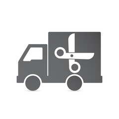 Isolated delivery truck with a scissors