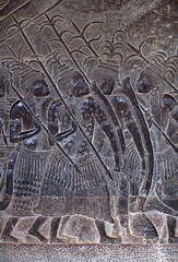 Ancient reliefs at Angkor Wat, Cambodia