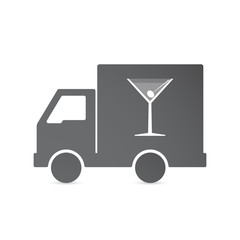 Isolated delivery truck with a cocktail glass