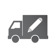 Isolated delivery truck with a pencil