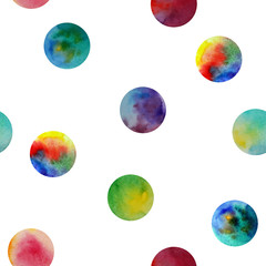 Seamless pattern. Watercolor vector abstract background. round brushstrokes. On white . Colorful and endless