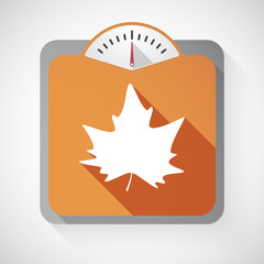 Isolated long shadow body weight scale with an autumn leaf tree