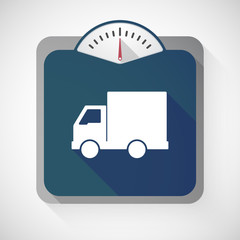 Isolated long shadow body weight scale with a  delivery truck