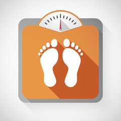 Isolated long shadow body weight scale with two footprints