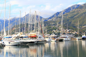 Fototapeta na wymiar Summer sunny day in docks with yachts