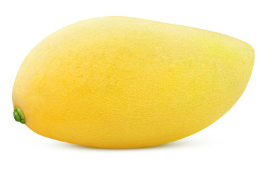 Single yellow mango fruit isolated on white background with clipping path