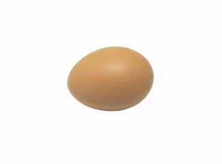 Single brown chicken egg isolated on white