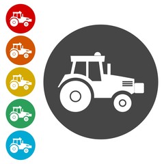 Tractor icon sign. Tractor icon flat design 
