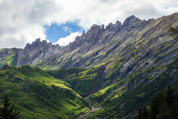 Sciliar mountain in Dolomite Alps. View from Alpe di Siusi, Italy
