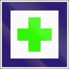 Road sign used in Hungary - First aid