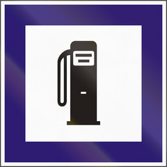 Road sign used in Hungary - Petrol station