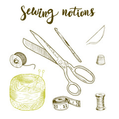 Set of sewing accessories.Vector illustration.