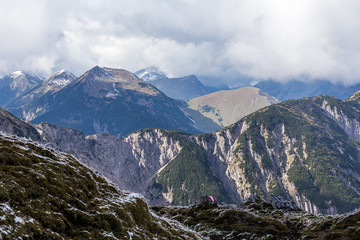 Fototapeta na wymiar Eng and Plumsjoch in the Karwendel mountains
