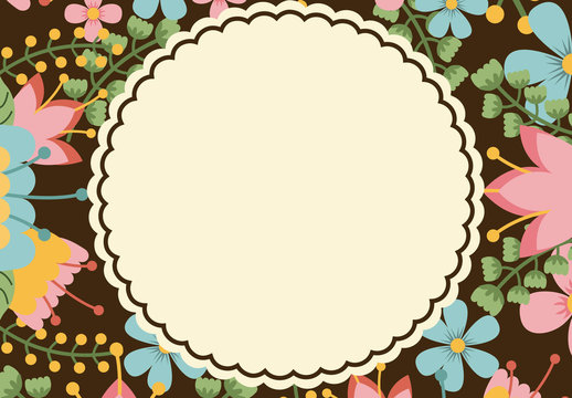 Brown and Pastel Floral Decorative Invitation Card Template