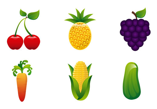 9 Assorted Fruit and Vegetable Icons