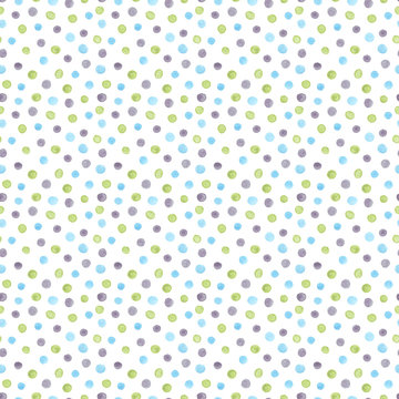 Watercolor seamless pattern with painted dots, candy, jellybeans