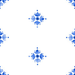 Watercolor delft blue style seamless pattern - 124378972