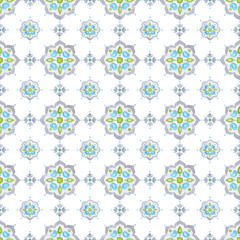 Soft gray, blue, and green Mediterranean tiling ornament