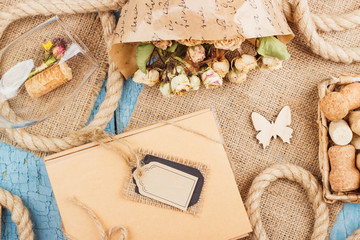 Dried flowers, present box and different decorations