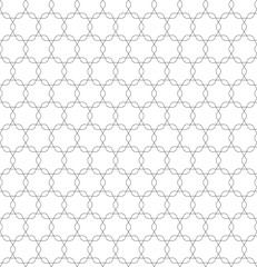 Fototapeta premium Vector monochrome seamless pattern, repeating geometric tiles, ornamental tracery background, black & white. Oriental style endless texture. Design for tileable print, wallpaper, digital, decoration
