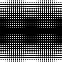 Vector monochrome seamless pattern, black & white halftone transition, different sized spots. Dynamic visual effect, modern simple endless background. Trendy repeat geometric texture for your designs